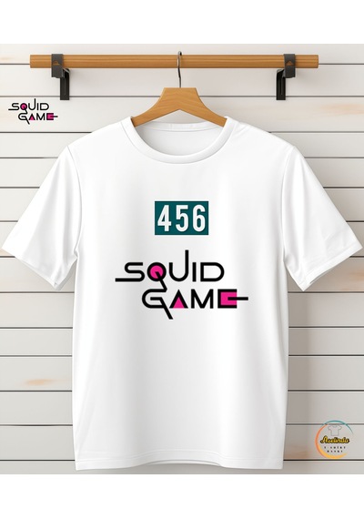 Aselinda Squid Game Yazı Baskılı Bisiklet Yaka Beyaz Tişört/t-shirt- Tek Adet Fiyatıdır Beyaz