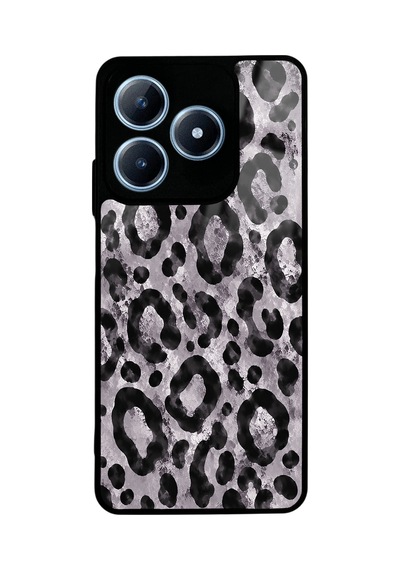 Realme C63 Gray Leopar Tasarımlı Glossy Telefon Kılıfı Gri