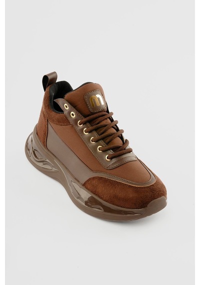 Mubiano Kadın Sneaker Kalın Tabanlı Bağcıklı Myra Kahverengi Kahverengi