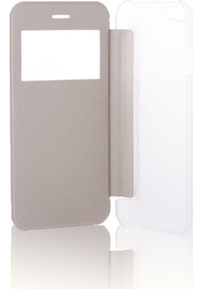 Apple Uyumlu iPhone 6 / 6S Yan Kapaklı Tpu Kılıf Beyaz