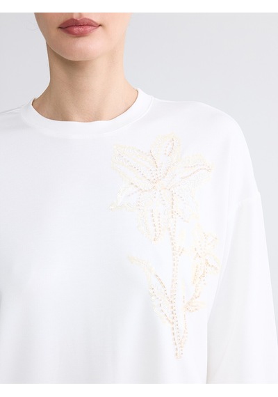 Lcwaıkıkı Classic Beyaz Payetli Oversize Soft Touch Kadın Tunik