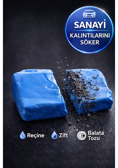 200 Gr Oto Kil Hamuru Mavi Kaporta Temizleme Kili Araç Boya Yüzeyi Zift Reçine Pasta Cila Öncesi Bkm