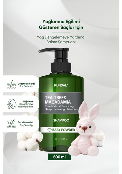 Kundal Baby Powder Tea Tree & Macadamia Deep Cleansing Shampoo 500 ML