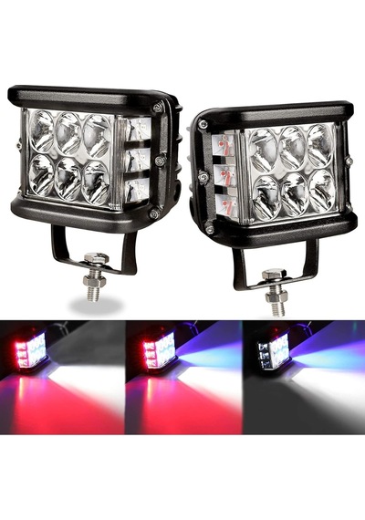Space Offroad Sis Lambası Beyaz-Kırmızı-Mavi 12 Led 36W Çift / Lass319-1