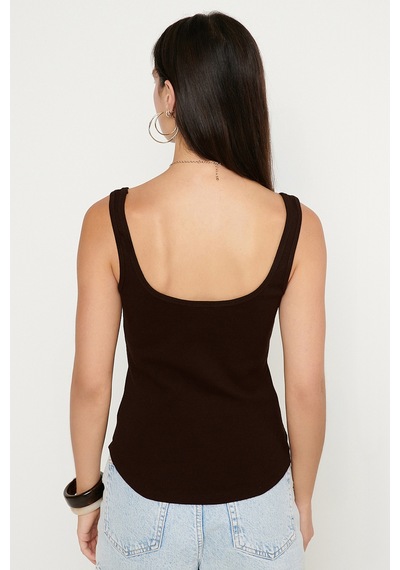 Ac&co / Altınyıldız Classics Kadın Kahverengı Pamuklu Kaşkorse Yumuşak Dokulu Slim Fit Dar Kesim Bisiklet Yaka Esnek Body Kahverengi