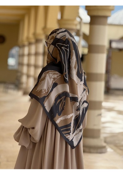 Qalortex Scarf Pamuklu Soft Âmine Desen Eşarp-antrasit/vizon