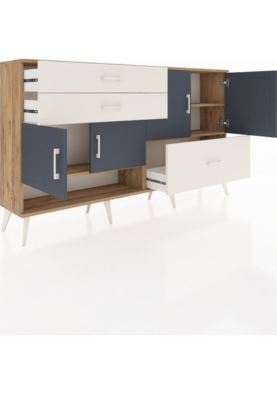 Arges Konsol 3 Raflı 3 Çekmeceli 4 Kapaklı 176x30x99 Çam-antrasit Çam-antrasit/aytaşı Arges Konsol 3 Raflı 3 Çekmeceli 4 Kapaklı 176x30x99 Çam-antrasit Çam-antrasit/aytaşı