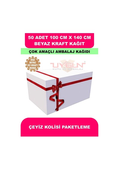 50 Adet 100cm X 140cm 120 Gr. Çift Yönlü Beyaz Kraft Ambalaj Kağıdı, Hediye, Çeyiz Paketleme, Çocuk Etkinlik Kağıdı