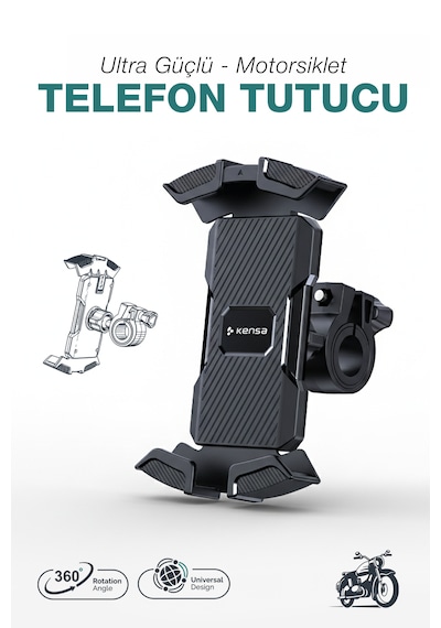 Ultra Güvenli 360 Dönebilen Motosiklet Ve Bisiklet Telefon Tutucu Siyah