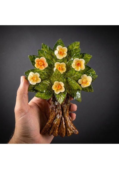 El Yapımı Çiçekli Ağaç Duvar Dekoru Bereket Koleksiyonu 14x20 Cm