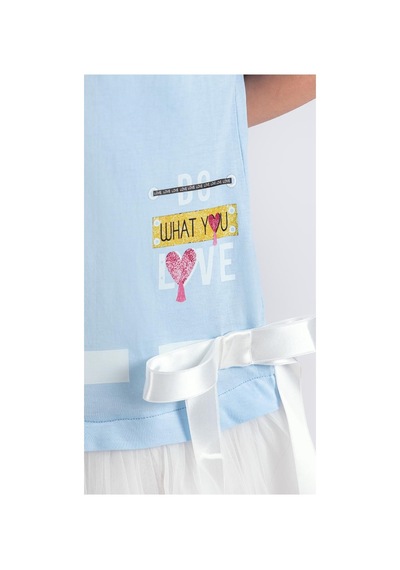 Mnk Baby & Kids Tütü Etekli Yazlık Penye Kız Çocuk Spor Elbise M00703 Mavi