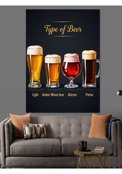 Ahşap Tablo "type Of Beer" Rehberi Ve Bardaklar