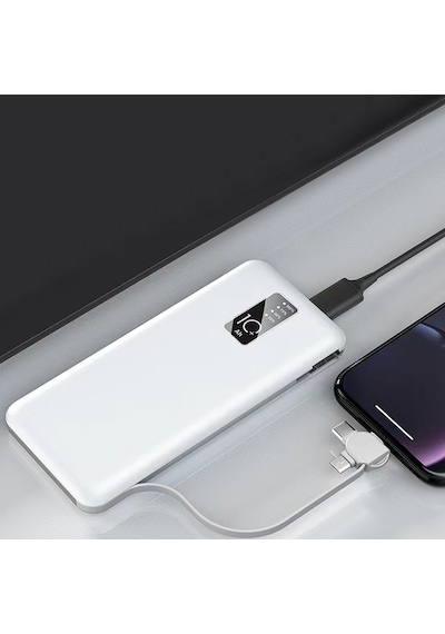 Zore PW-05 Hızlı Şarj Led Göstergeli Micro Lightning Type-C Kablolu Taşınabilir 10000 mAh Powerbank