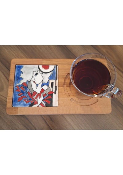El Yapımı Çinisi İle Kahve & Çay Sunumluğu Modern Kızlar -lale D