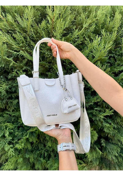 Just Polo Günlük Kombinlere Uygun Kadın Orta Boy Ayarlanabilir Askılı Şık El & Omuz Çantası Shoulder Bag Beyaz
