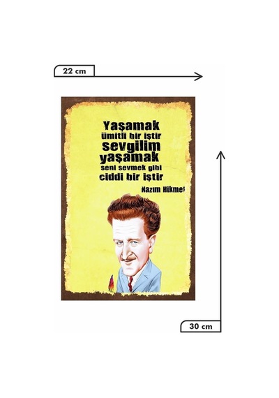 Kuşe Kağıt Duvar Posteri Yaşamak Ümitli Bir Iştir Nazım Hikmet Retro Vintage Drtr0019