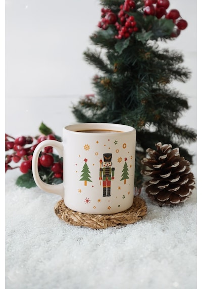 Keramika New Year Kurşun Asker Ağaç Kupa 10 Cm Beyaz