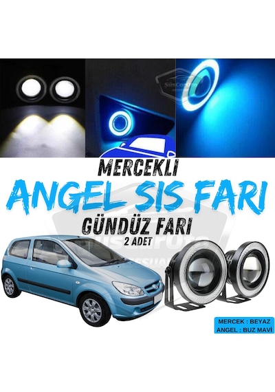 Hyundai Getz 2002 2011 Uyumlu Üniversal Mercekli Angel Sis Farı Metal Su Geçirmez 76 Mm Buz Halkalı Gündüz Farı Sis Farı 58099125