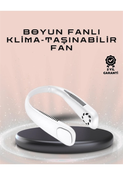 Mey İthalat Giyilebilir Sessiz Fan 224g Hafif, Bladeless Güvenli Tasarım, 5 Vitesli Soğutma, Usb Şarjlı Fan