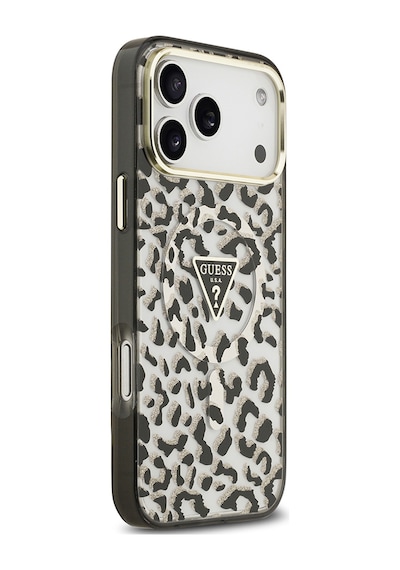 Apple Uyumlu iPhone 17 Pro Max Kılıf Guess Lisanslı M-safeli Üçgen Logolu Simli Leopar Desenli Kapak Siyah Siyah Apple Uyumlu iPhone 17 Pro Max Kılıf Guess Lisanslı M-safeli Üçgen Logolu Simli Leopar Desenli Kapak Siyah Siyah