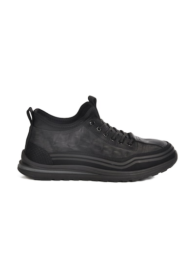 Siyah Lastik Bağcıklı Erkek Sneaker 25k582 M Siyah