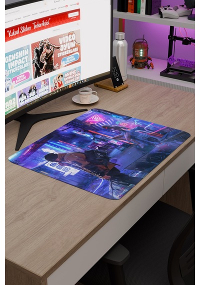 Dijital Cyberpunk Adam Kadın V4 48x40 Xl Gaming Kauçuk Kaymaz Taban Mouse Pad Fare Altlığı
