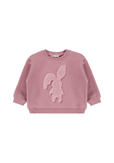 Civil Girls Tavşan Nakışlı 2-5 Yaş Sweatshirt - Pembe Açık Gül Kurusu