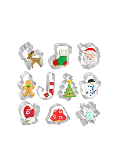 Yılbaşı Noel Christmas Kurabiye Kesici 10'lu Set New Year Goldcakes