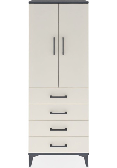 Arges Dolap Tek Raflı 4 Çekmeceli Tek Askılı 60x30x163 Antrasit-aytaşı Antrasit