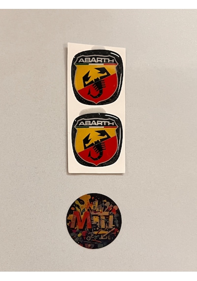 Abarth Damla Sticker Etiket Direk Arması Fiat Logo 3m 3d Damla Silikon Torpido Abarth Akrep 2adet Çok Renkli