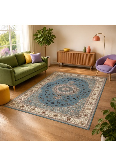 Kartela Halı Siva Halı Jüt Taban Dokuma Halı Mavi - 120 X 180 Cm