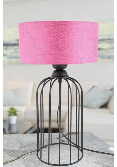 Tema Masa Lambası Siyah Pembe Şapka