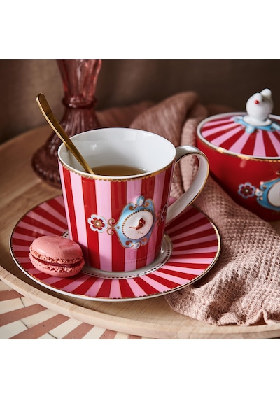 Pip Studio Kırmızı Pembe Porselen Pasta Tabağı 17 Cm