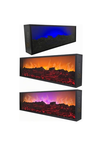 Dekoratif Elektrikli Yapay Şömine - 100x31.5x16.5 Cm - Farklı Renk Modları,kumandalı, Bluetooth Ses