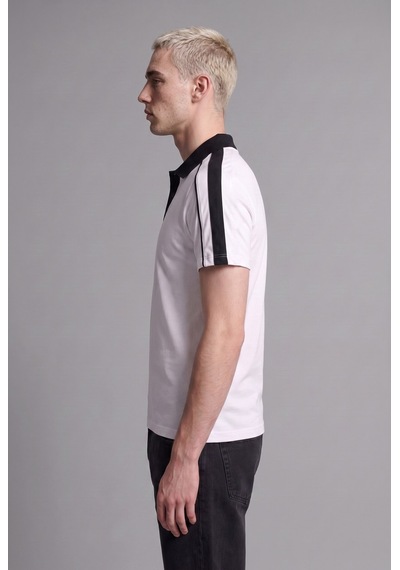 Defacto Loose Fit Polo Yaka Şerit Detaylı Kısa Kollu Tişört H4427ax26auwt34 Beyaz-wt34