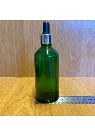 100ml Yeşil Cam Damlalıklı Şişe , Gümüş Metal Kapak , 100 Cc Yeşi