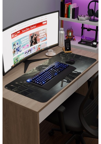 Bloodborne Kaymaz Dikişli Kauçuk Oyuncu Mousepad V1 - 90x40 Xxl Gaming Mouse Pad Fare Altlığı