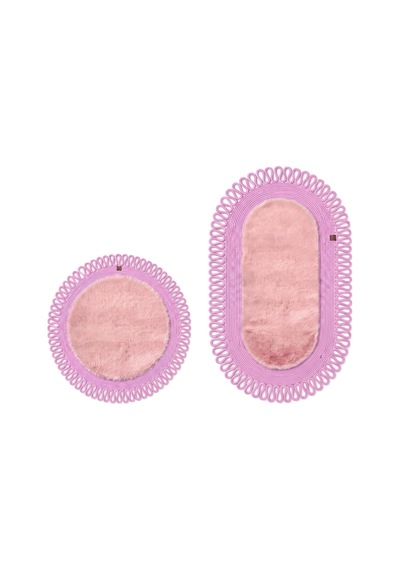 Banyo Paspası Takımı 60x100+60x60 Cm Dış Trikot Pembe & Pembe