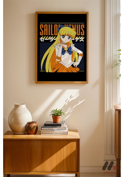 Sailor Moon Venus Poster, Ahşap Çerçeveli Duvar Tablosu - Anime Severlere Özel Hediye