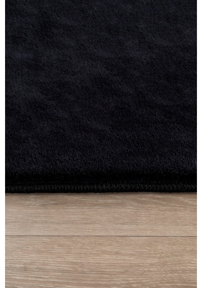 Vl Comfort Peluş Halı Gri Overloklu Siyah