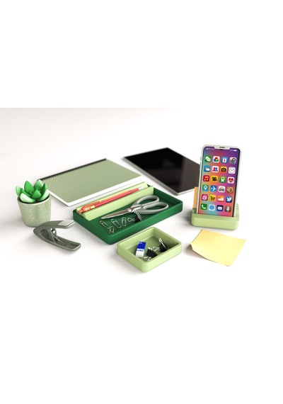 Tıdy Stack - Desk Organizer Modern Tasarımlı Çok Amaçlı Masaüstü Organizer Yeşil