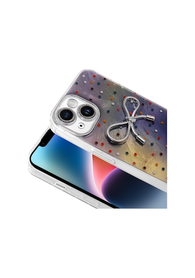 Apple Uyumlu iPhone 15 Kılıf Kamera Korumalı Figürlü Zore Ponti Silikon Kapak Lila