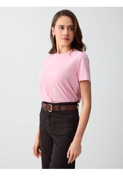 Jimmy Key Pembe Kısa Kollu Bisiklet Yaka Modal Örme Tişört 6sw275490610