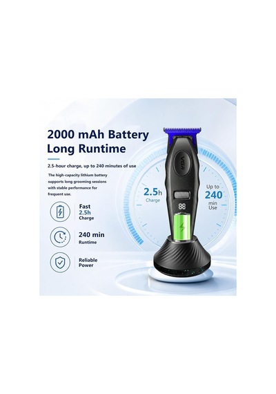 Şarjlı Tıraş Makinesi V-887t - 9000 Rpm 240 Dakika Profesyonel Trimmer - Siyah