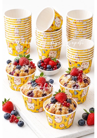 50'li Tavşan Desenli Turuncu Muffin Cupcake Kalıbı Kek Kapsülü , Airfryer Uyumlu