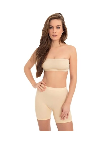 Cottonhill Premium Ultra-rahat Seamless Yüksek Bel Uzun Paça Boxer-ten Ten