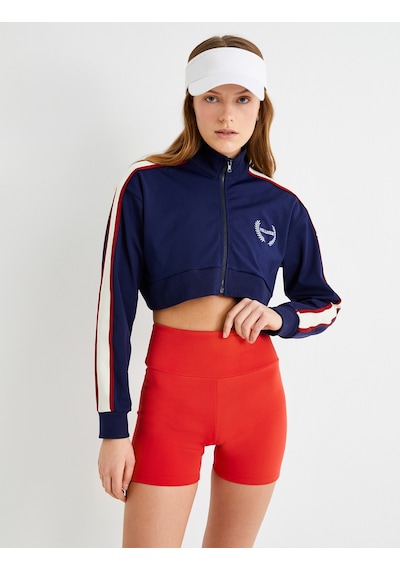Koton Fermuarlı Crop Sweatshirt Dik Yaka Çizgili Renk Bloklu Lacivert 4sak10262nk Lacivert Koton Fermuarlı Crop Sweatshirt Dik Yaka Çizgili Renk Bloklu Lacivert 4sak10262nk Lacivert