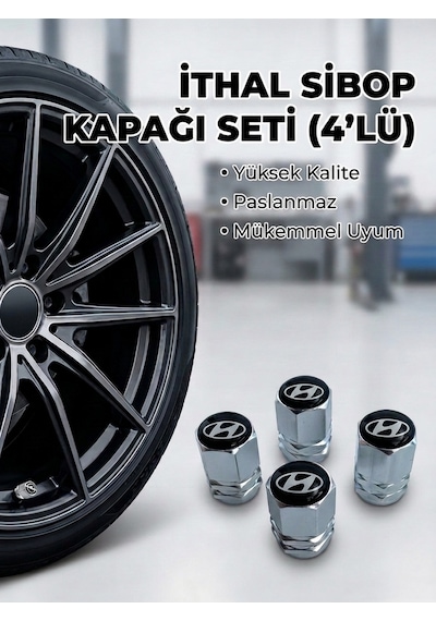 Hyundai Grubu İle Uyumlu Alüminyum Altıgen Sibop Kapak Seti Gümüş - İthal Sibop Kapağı 4lü Set