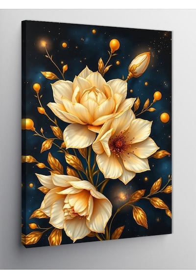 Kanvas Tablo Altın Çiçek Deseni 70cmx100cm