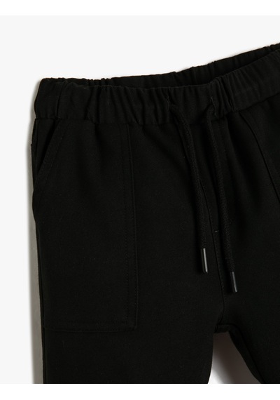 Koton Basic Jogger Kargo Pantolon Beli Bağlamalı Cepli Siyah 3skb40050tw Siyah